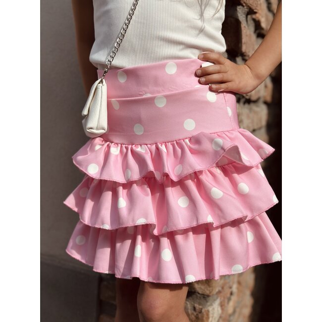 Melanie layered skirt pink/white print