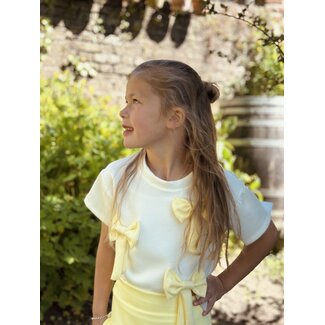Yorina top white/yellow bow