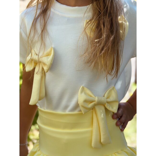 Yorina top white/yellow bow