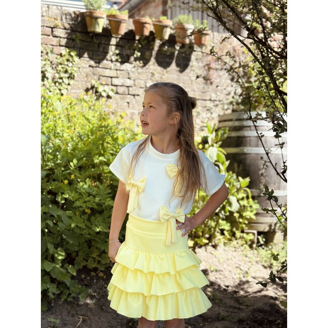 Yorina top white/yellow bow