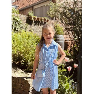 Suze blouse dress blue/offwhite stripes