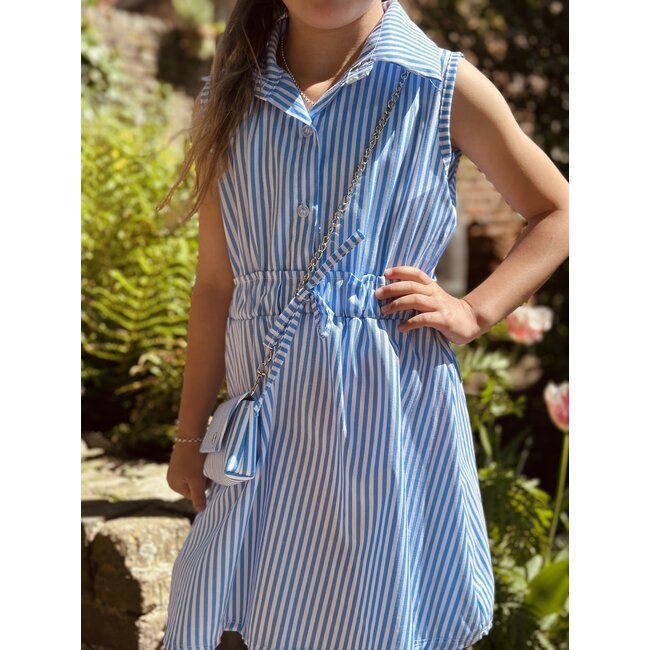 Suze blouse dress blue/offwhite stripes