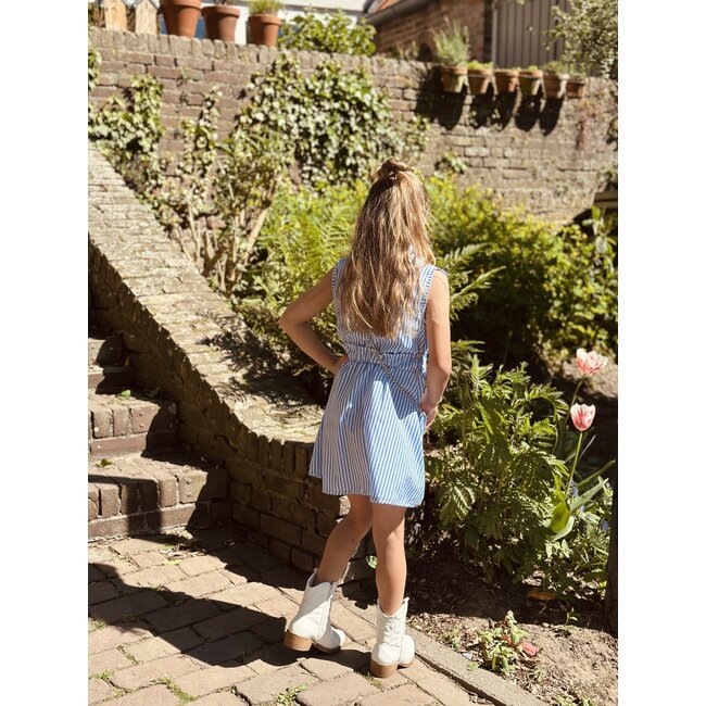 Suze blouse dress blue/offwhite stripes