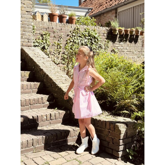 Suze blouse dress pink/offwhite stripes