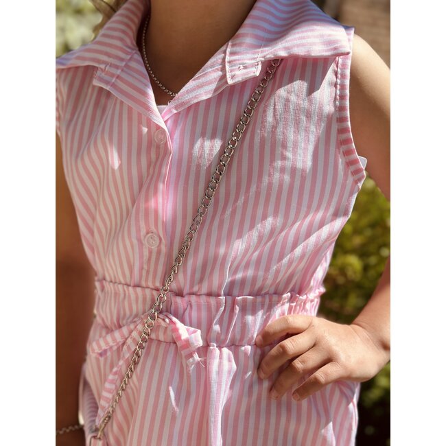 Suze blouse dress pink/offwhite stripes