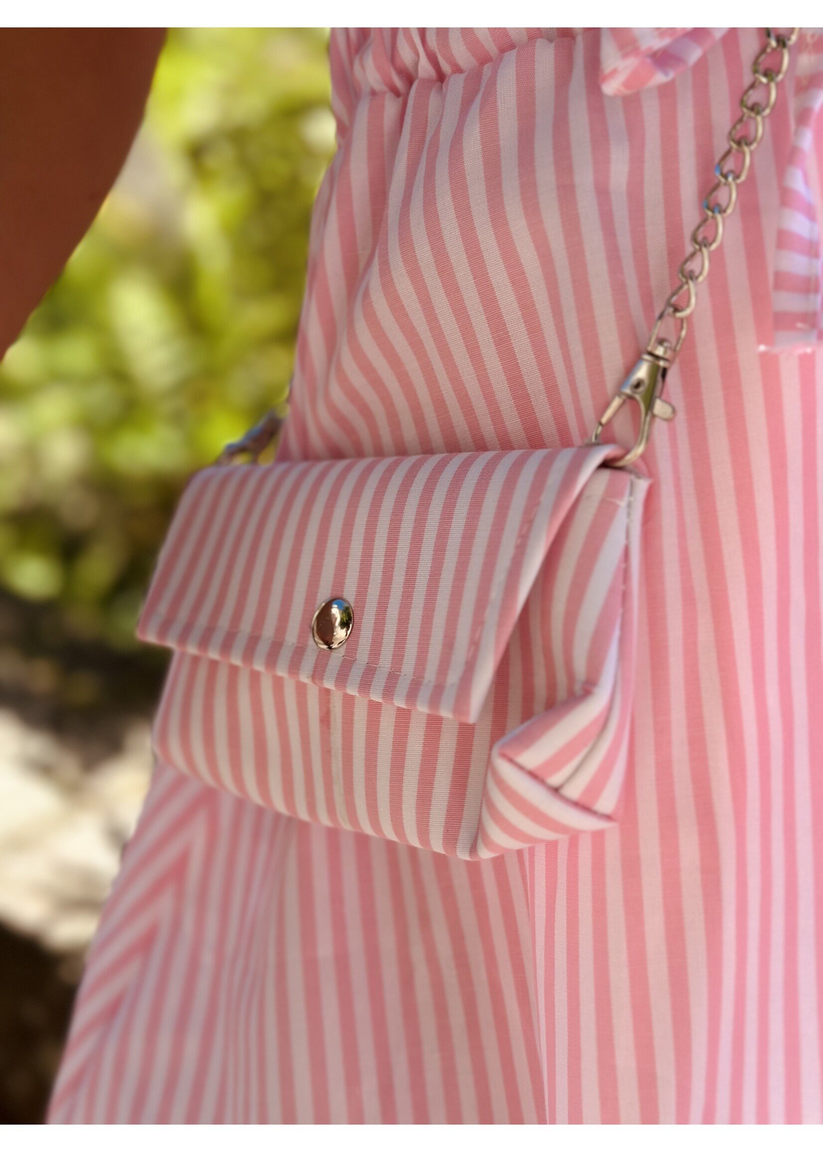 Suze blouse dress pink/offwhite stripes