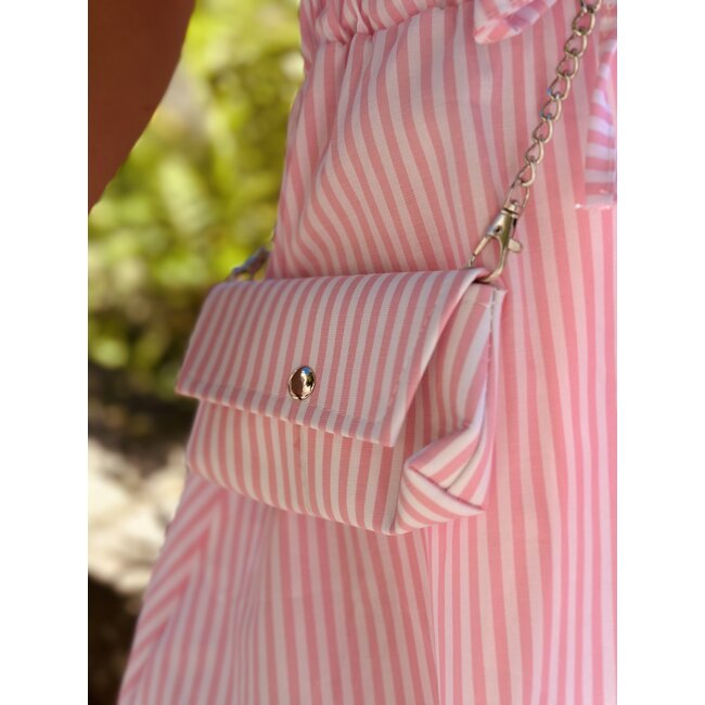 Suze blouse dress pink/offwhite stripes