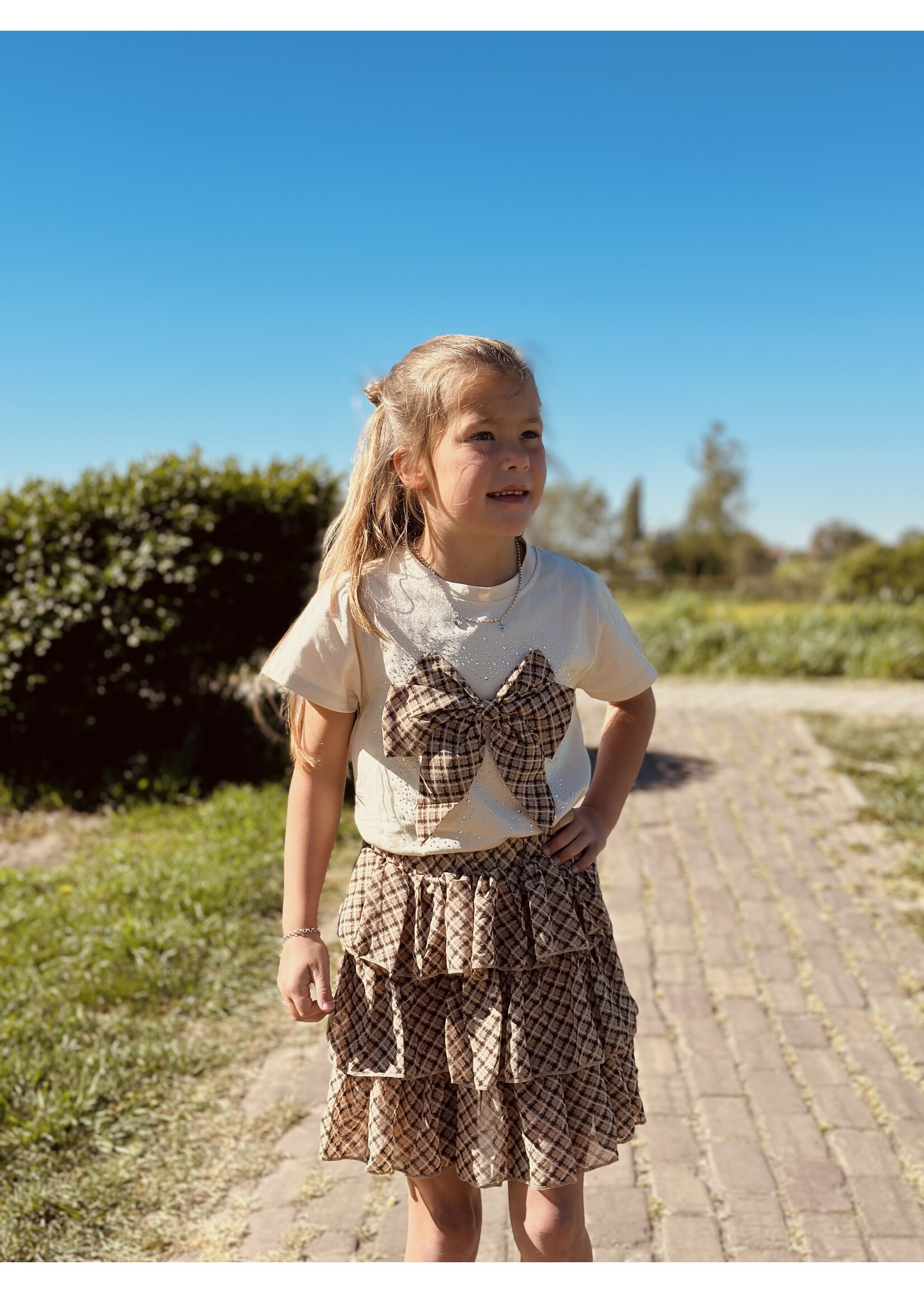 Juliet set T-shirt + skirt beige print