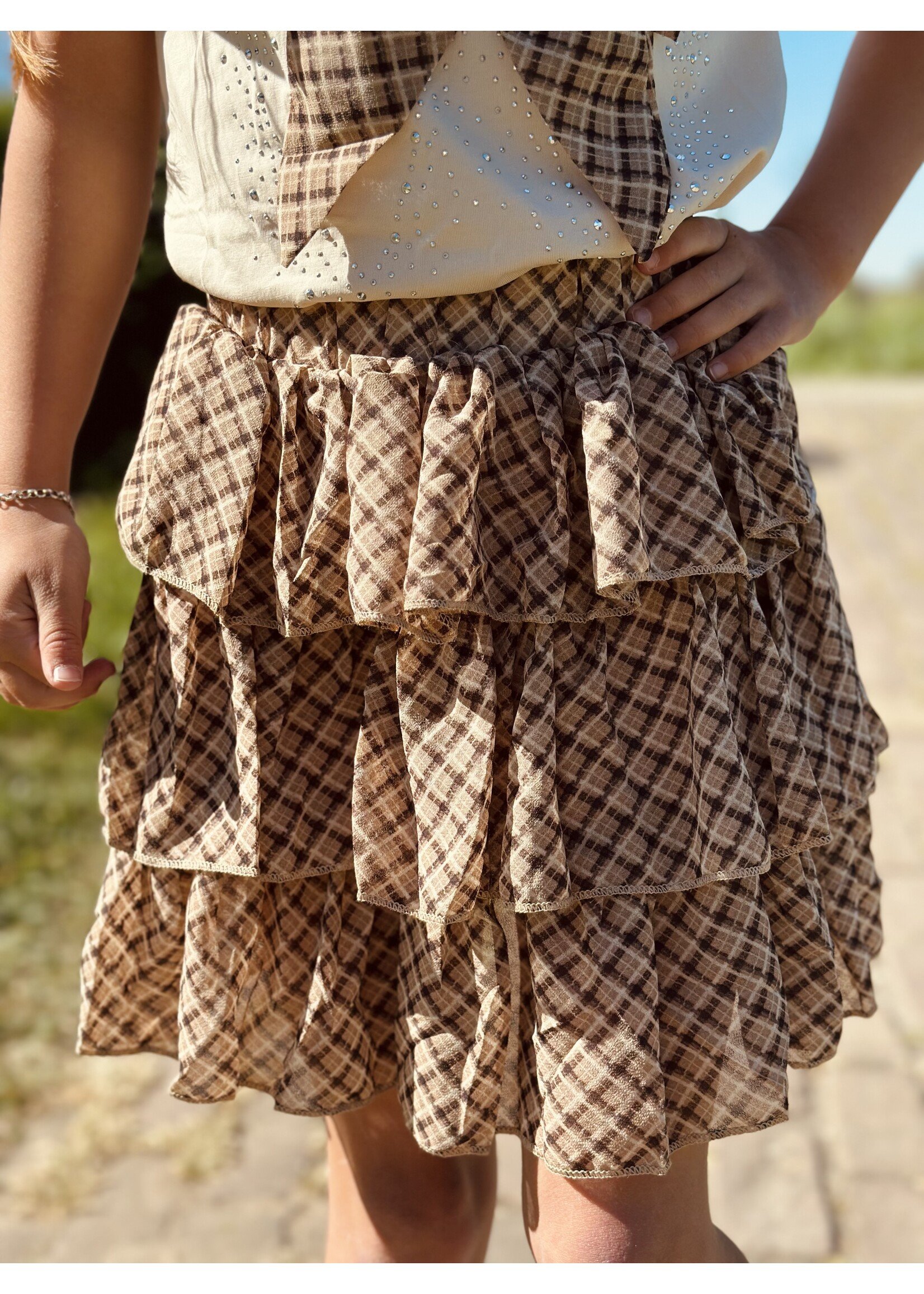 Juliet set T-shirt + skirt beige print