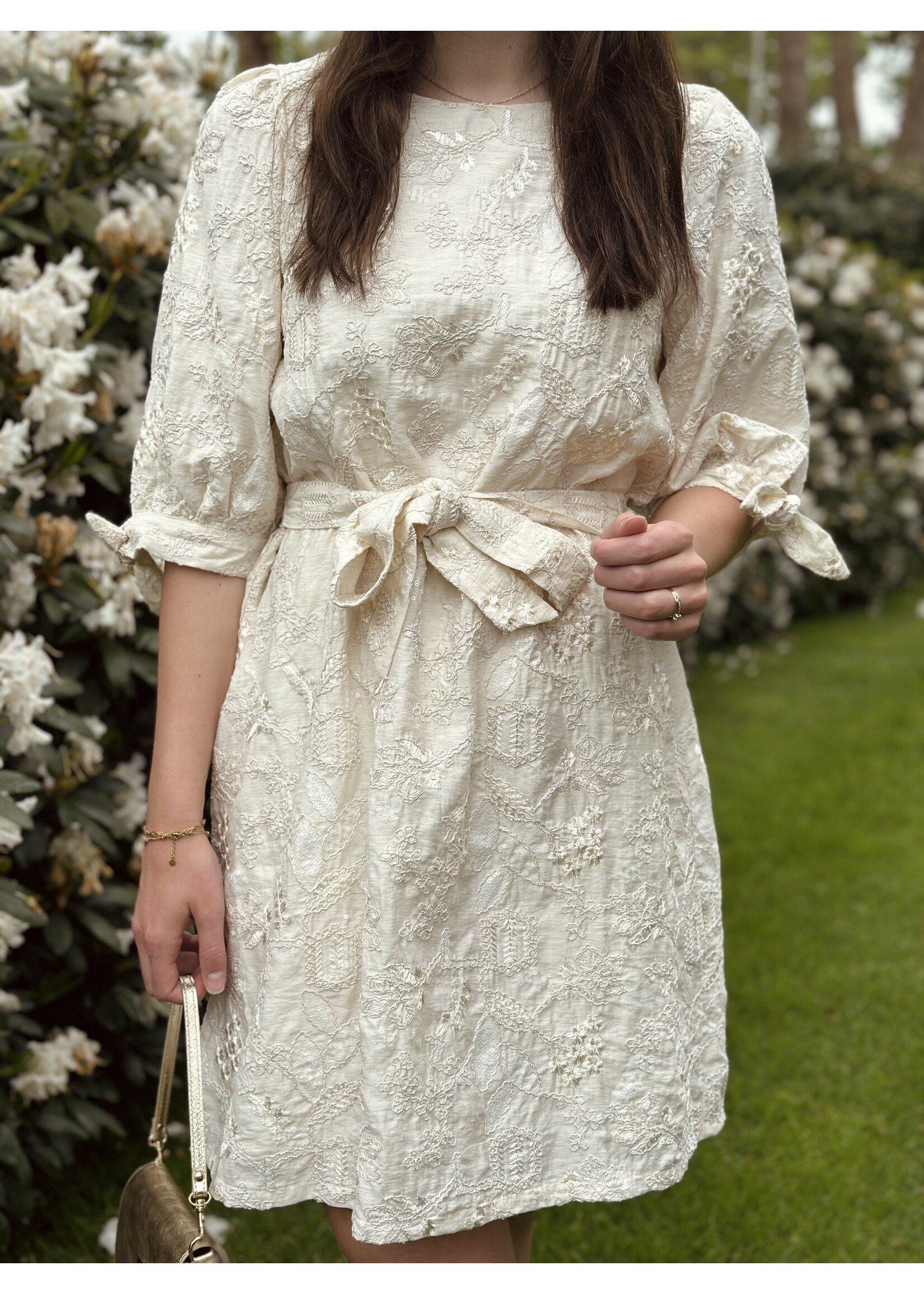 Smashed Lemon Smashed Lemon Jarona dress beige glitter