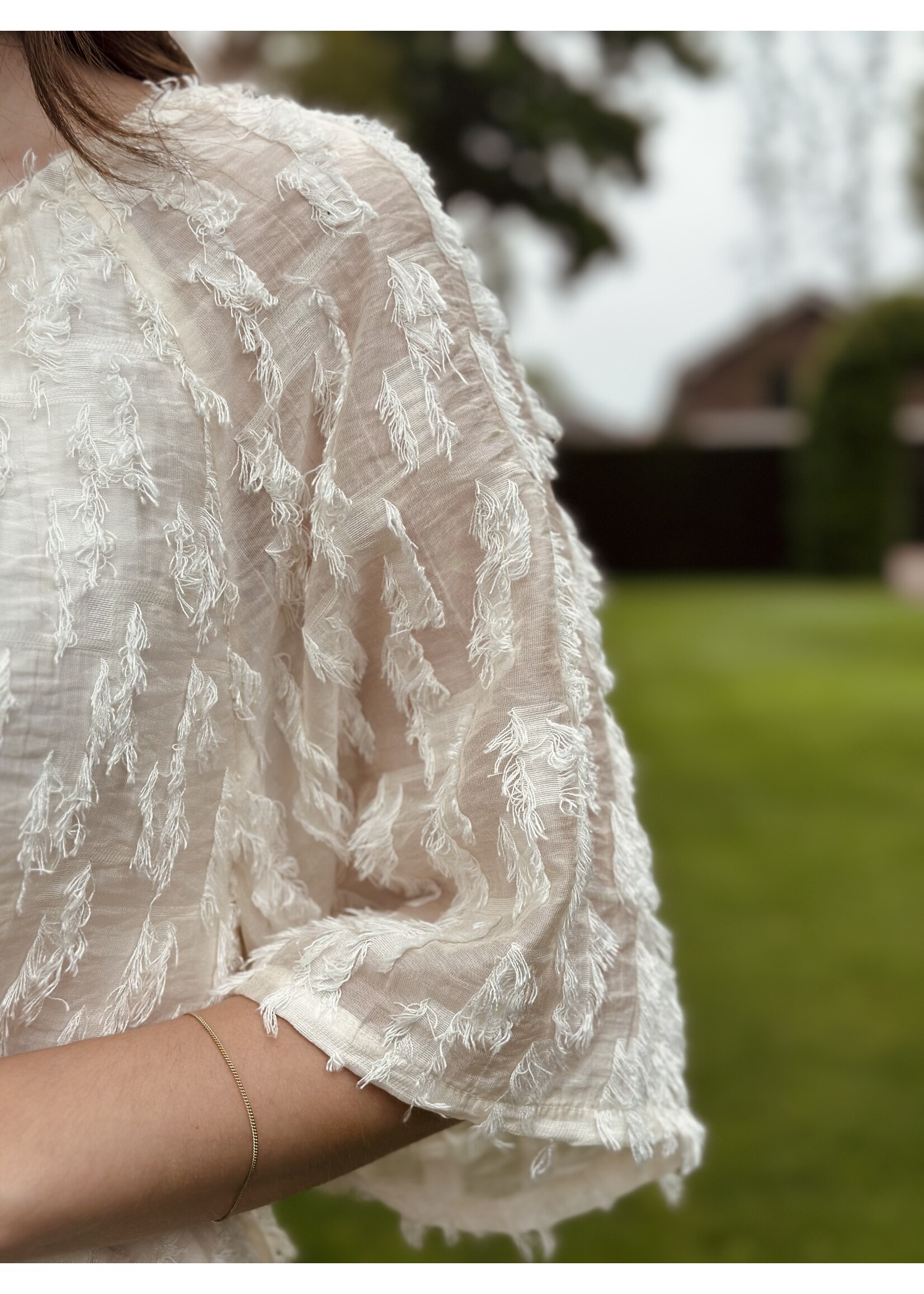 Smashed Lemon Smashed Lemon Myrana feather dress beige