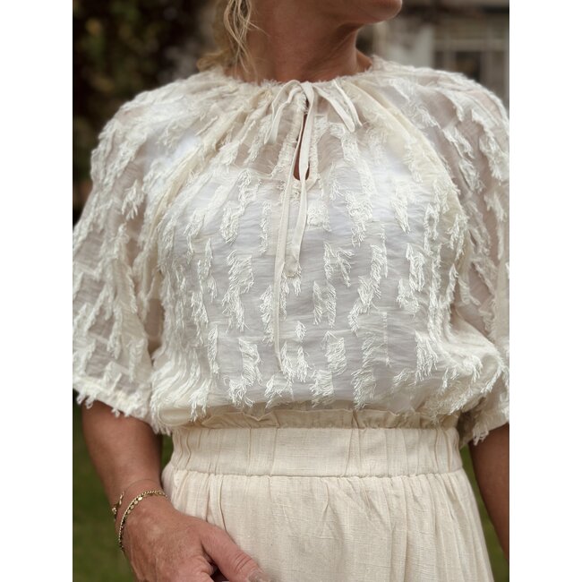 Smashed Lemon Smashed Lemon Myrana feather top beige