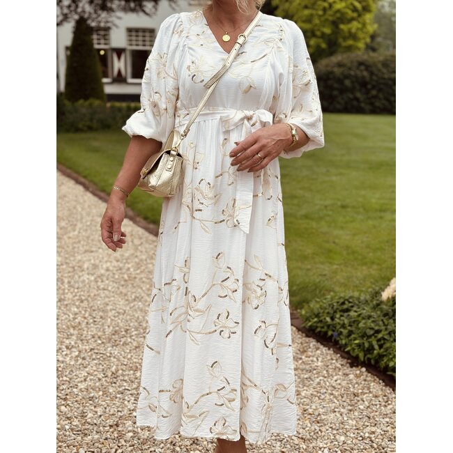 Smashed Lemon Smashed Lemon Jorine long dress white/gold