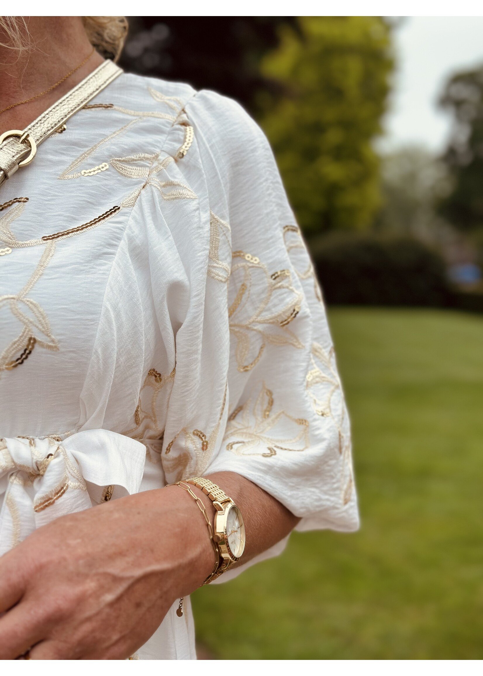 Smashed Lemon Smashed Lemon Jorine long dress white/gold