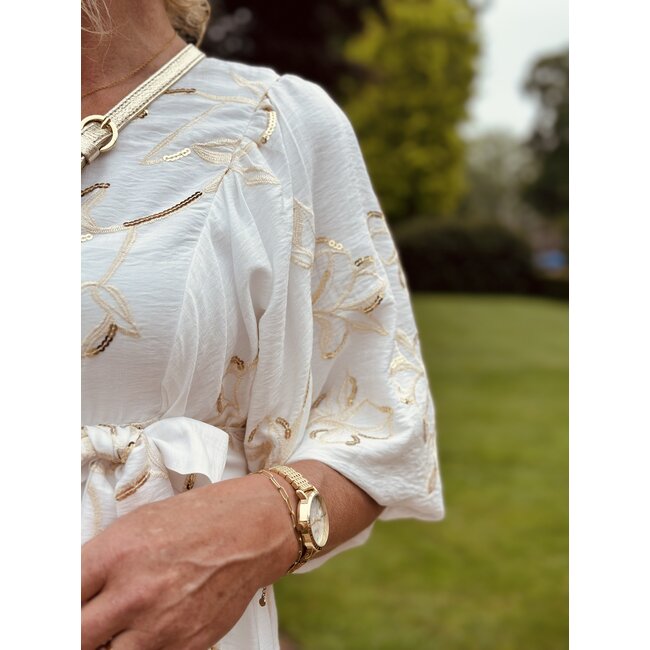 Smashed Lemon Smashed Lemon Jorine long dress white/gold