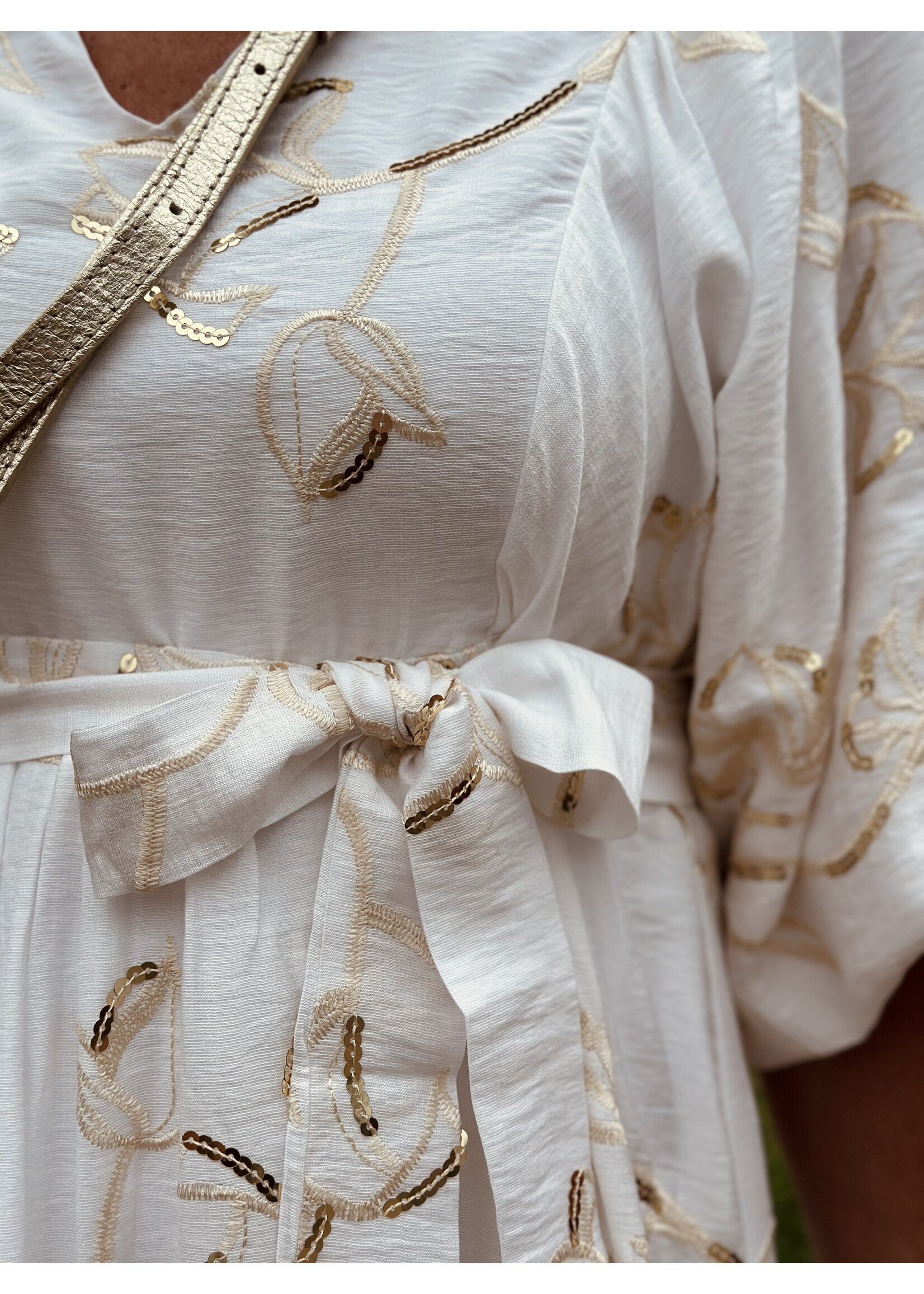 Smashed Lemon Smashed Lemon Jorine long dress white/gold