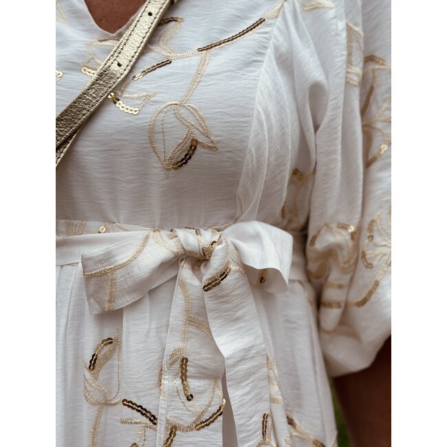 Smashed Lemon Smashed Lemon Jorine long dress white/gold