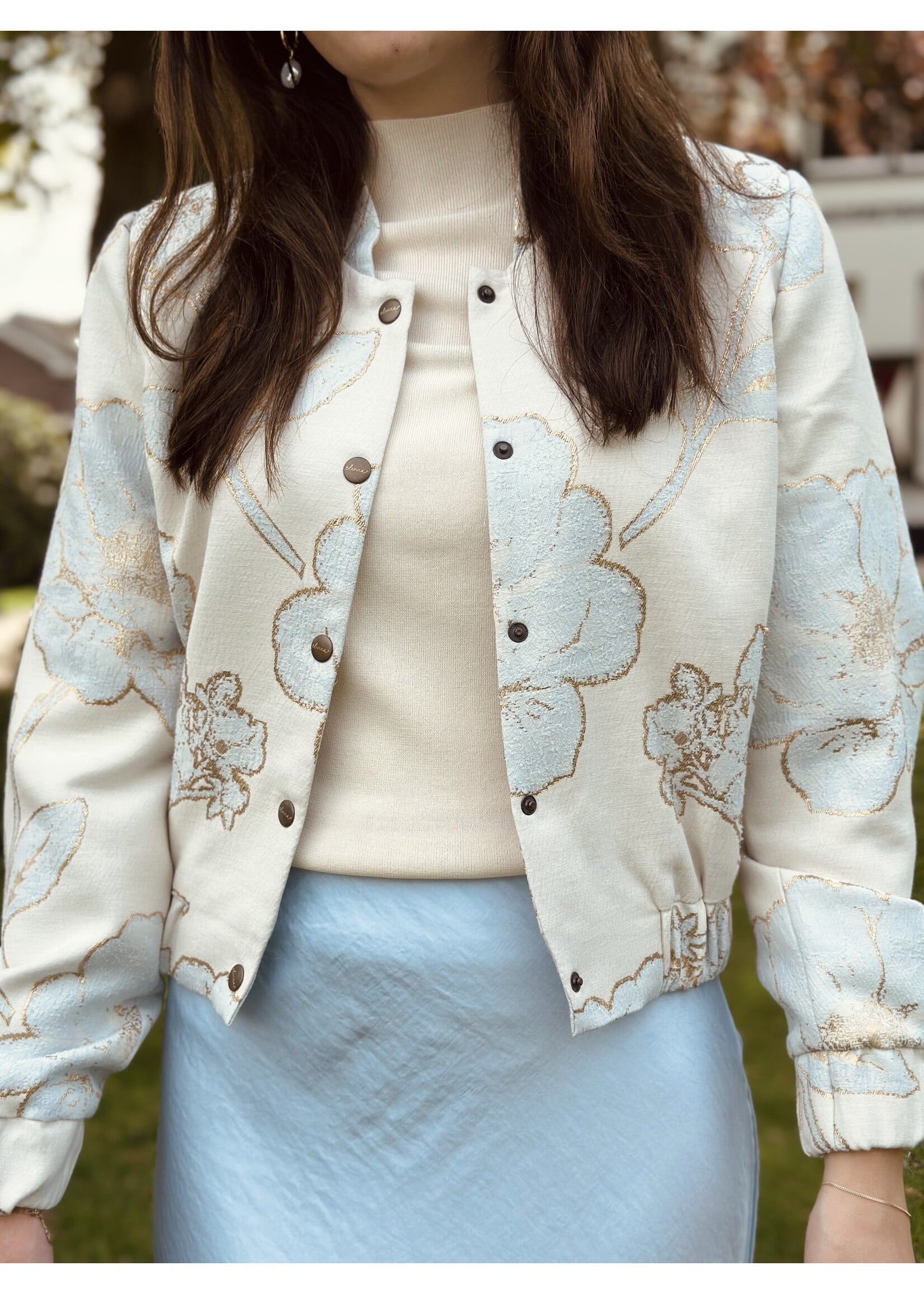 Elvira Elvira Lesley bomber jacket blue flowers
