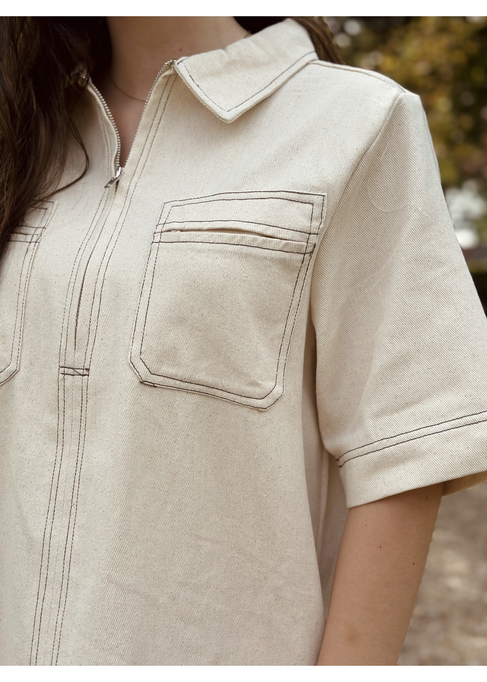 Doortje denim dress beige