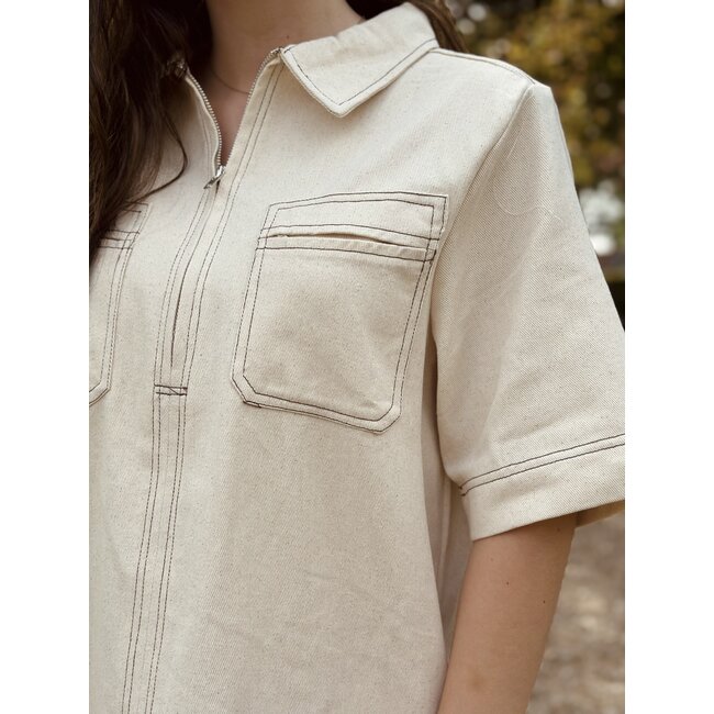 Doortje denim dress beige