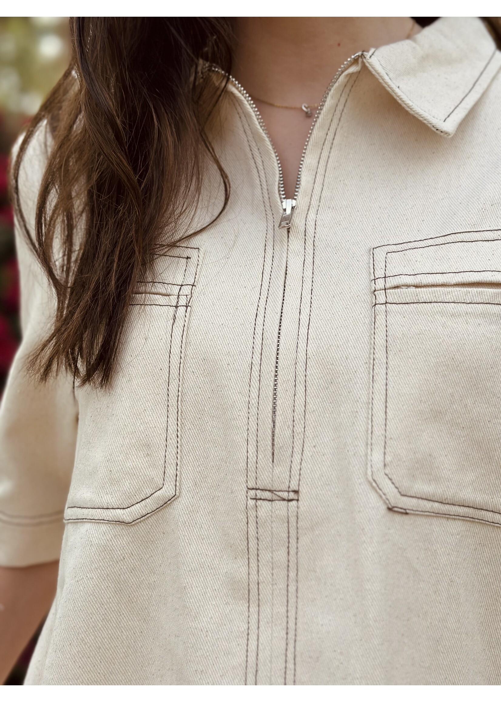 Doortje denim dress beige
