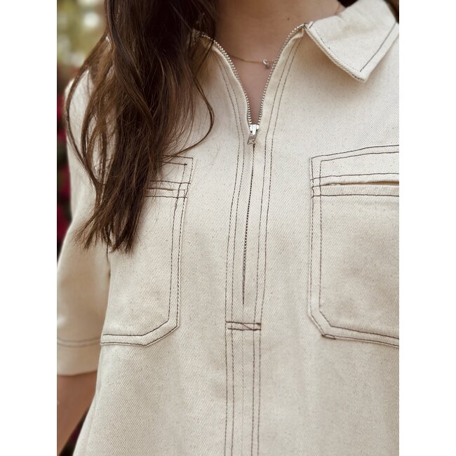 Doortje denim dress beige