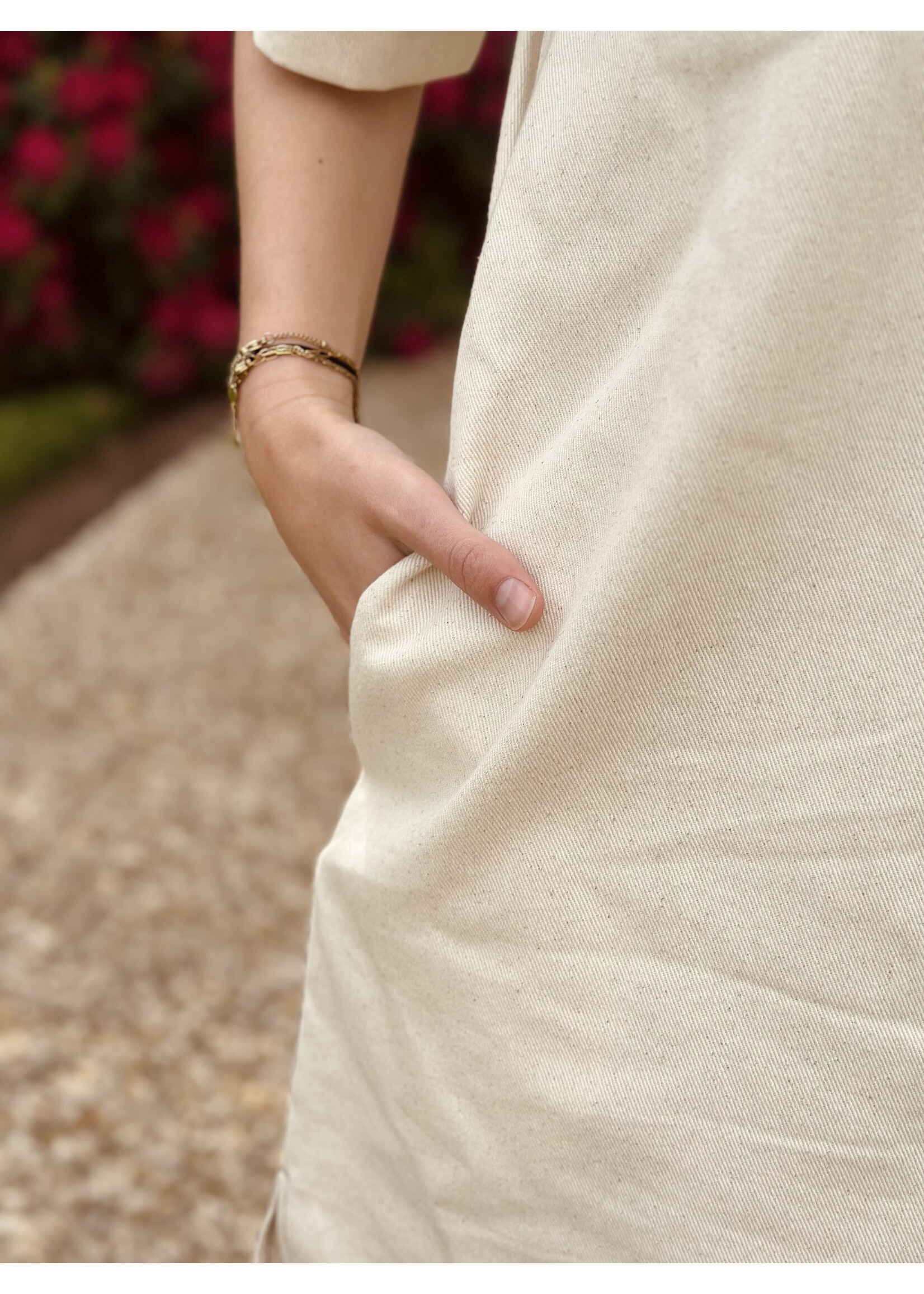 Doortje denim dress beige