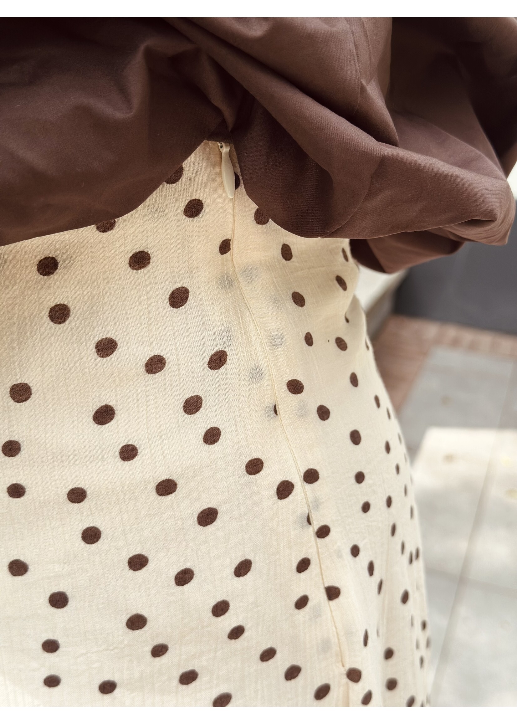 Jaelle long skirt polka dot beige/brown