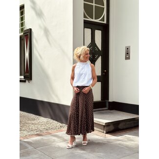 Jaelle long skirt polka dot brown/beige