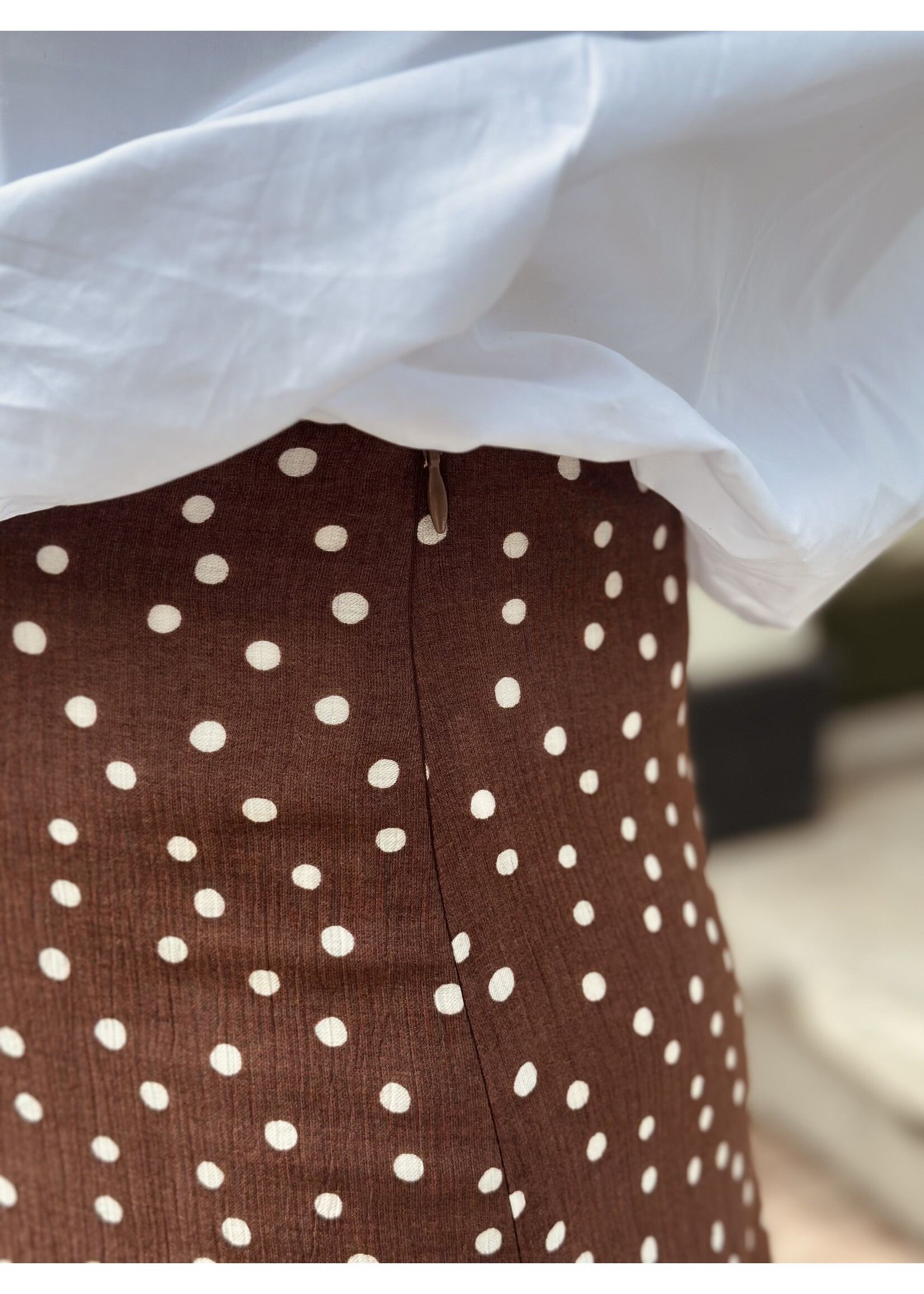 Jaelle long skirt polka dot brown/beige