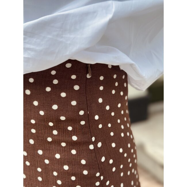Jaelle long skirt polka dot brown/beige