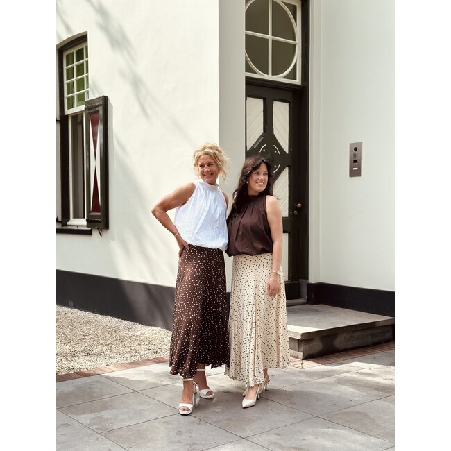 Jaelle long skirt polka dot brown/beige