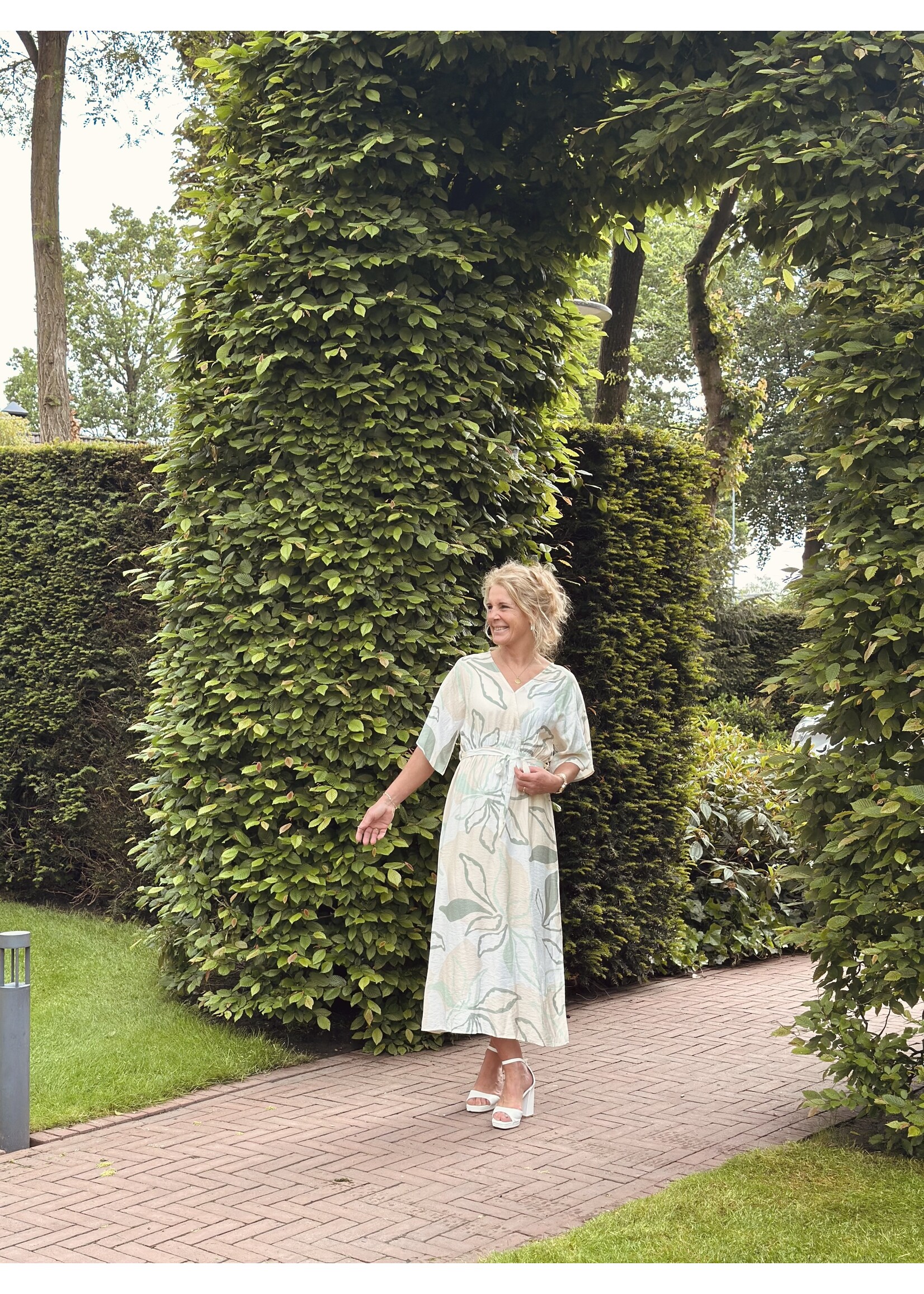 Smashed Lemon Smashed Lemon Leontien long dress green print