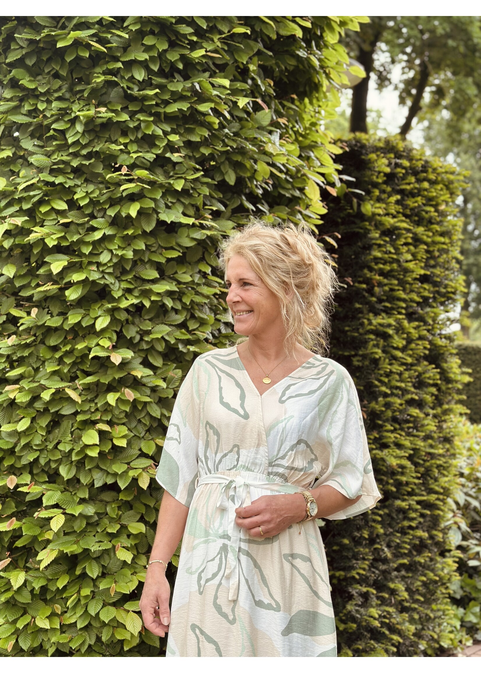 Smashed Lemon Smashed Lemon Leontien long dress green print