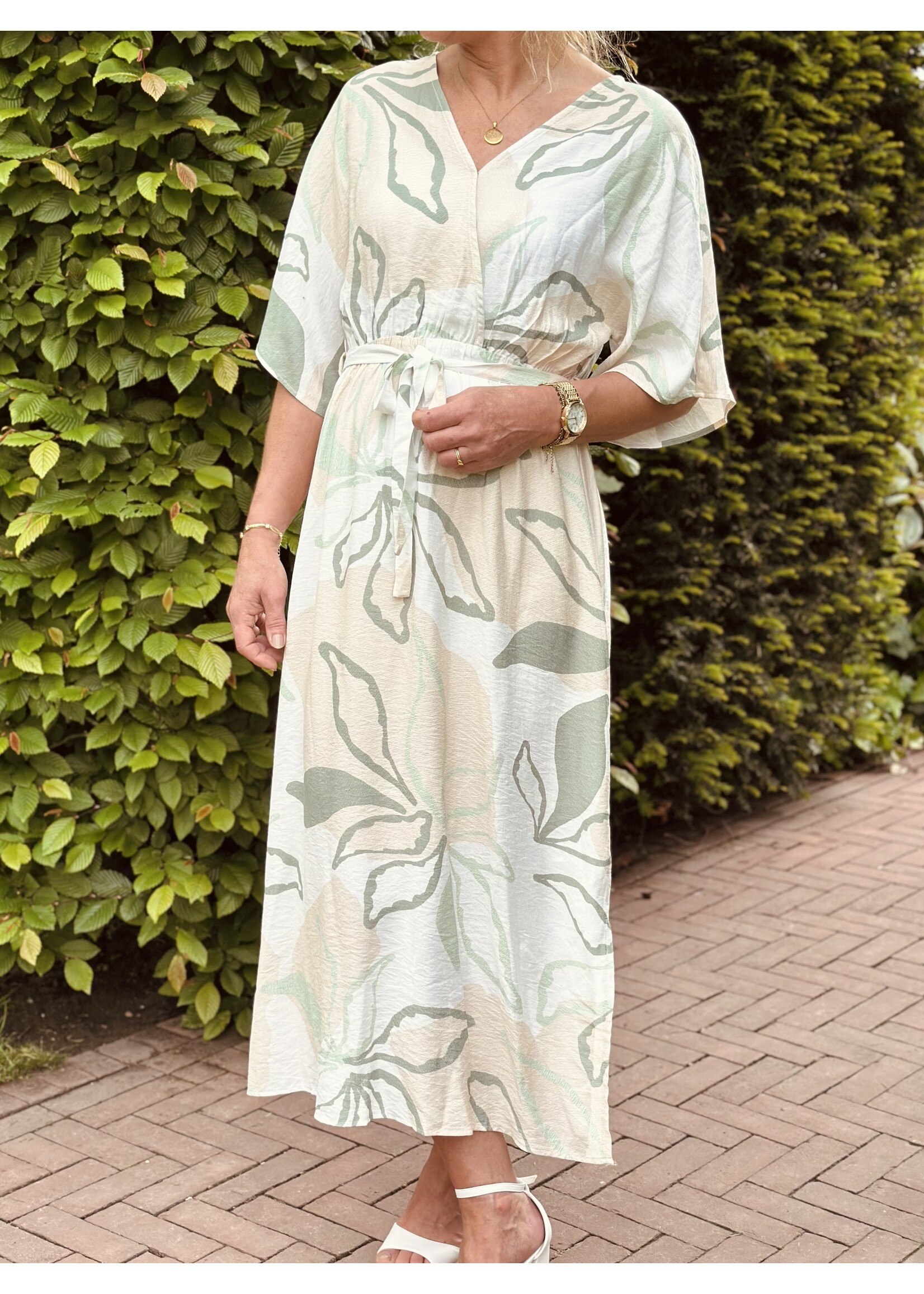 Smashed Lemon Smashed Lemon Leontien long dress green print
