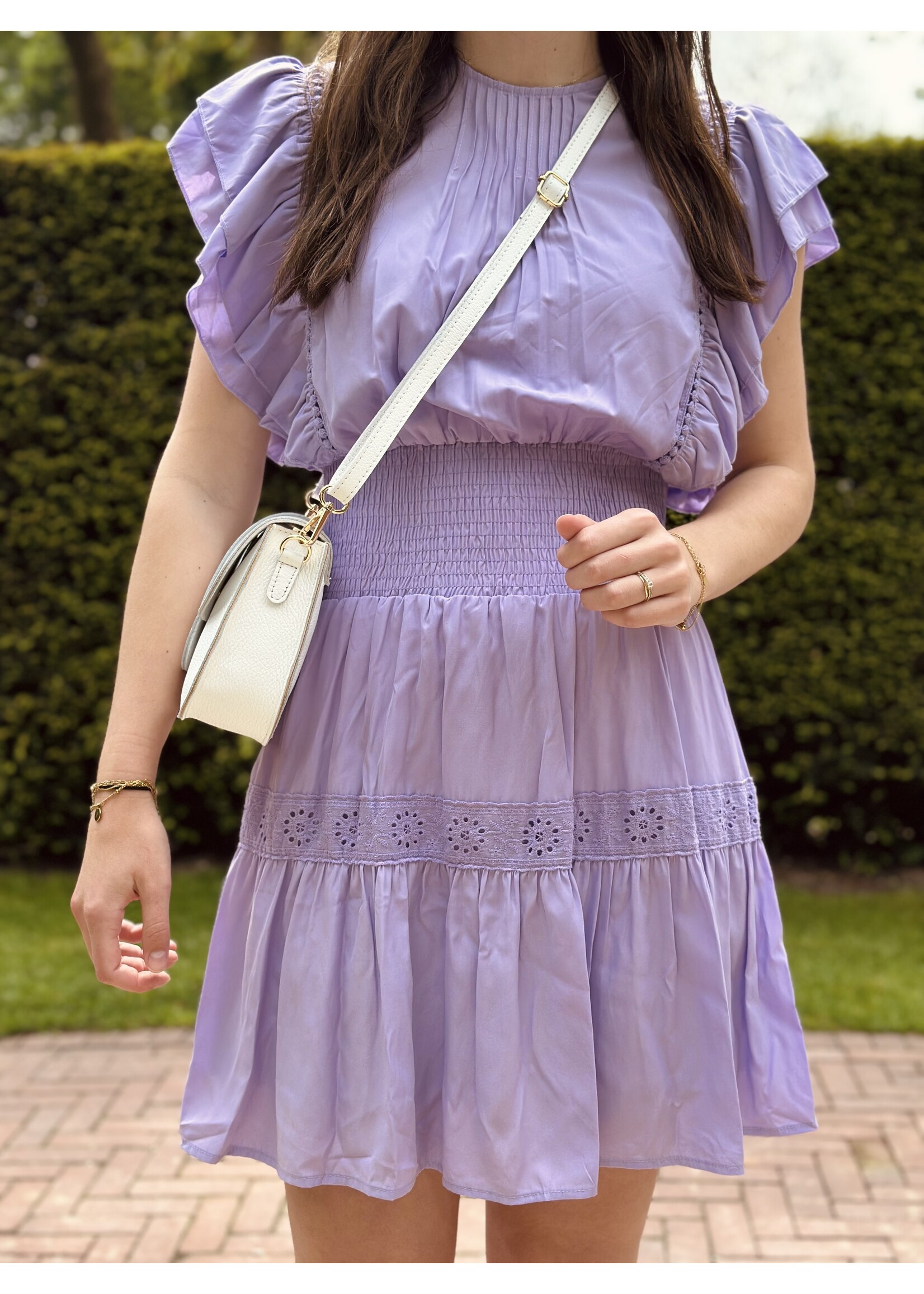 Simone broderie dress purple