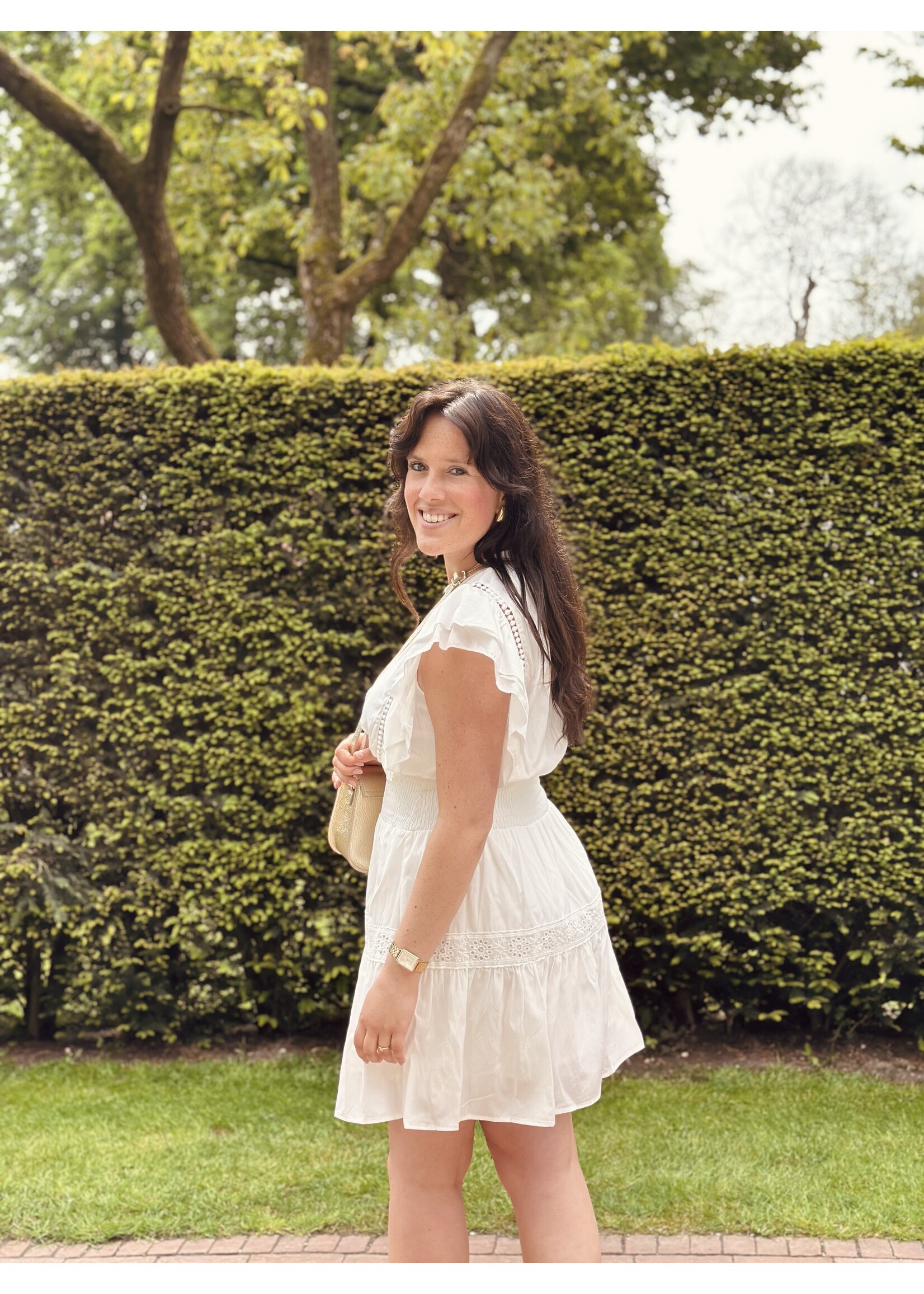 Simone broderie dress offwhite