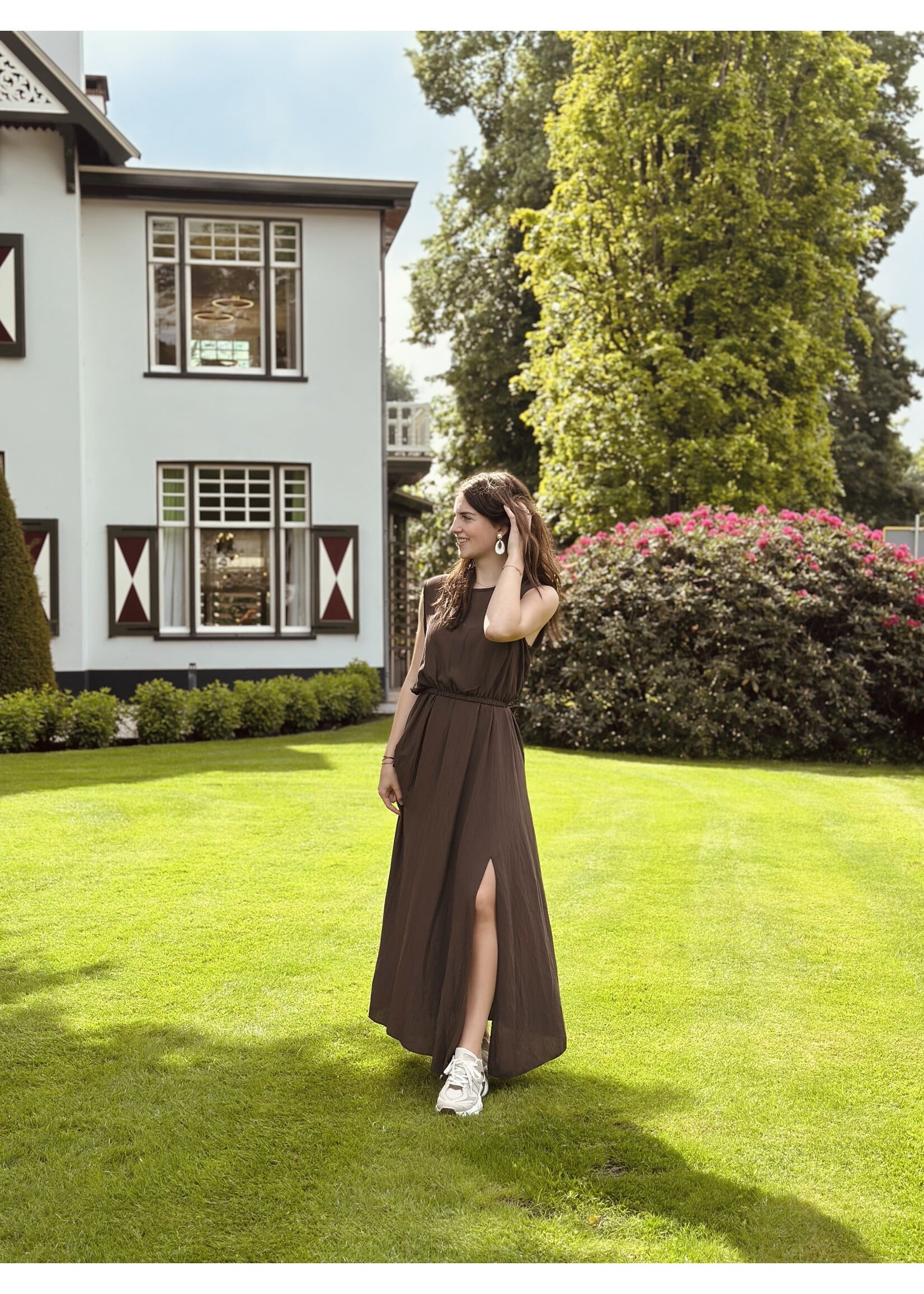 Madeliefje set top + skirt brown One Size