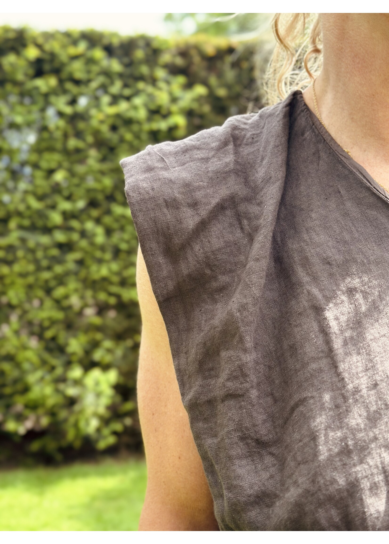 Gerinde top linnen brown One Size