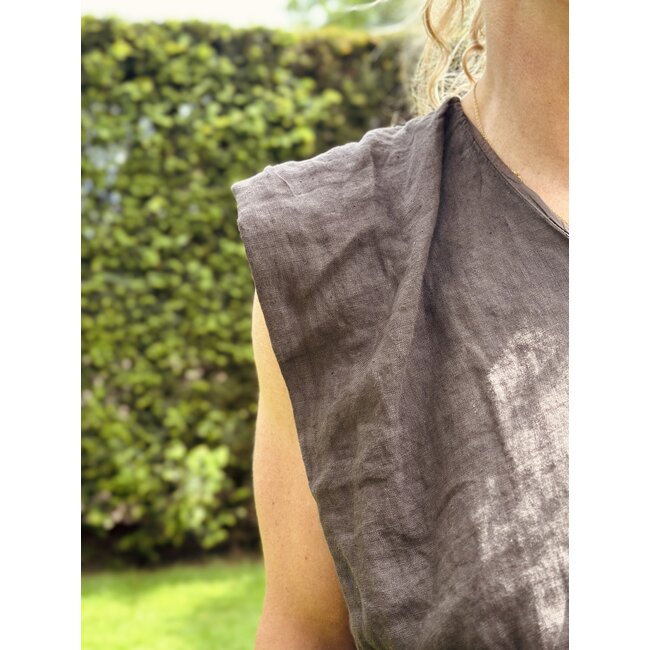 Gerinde top linnen brown One Size