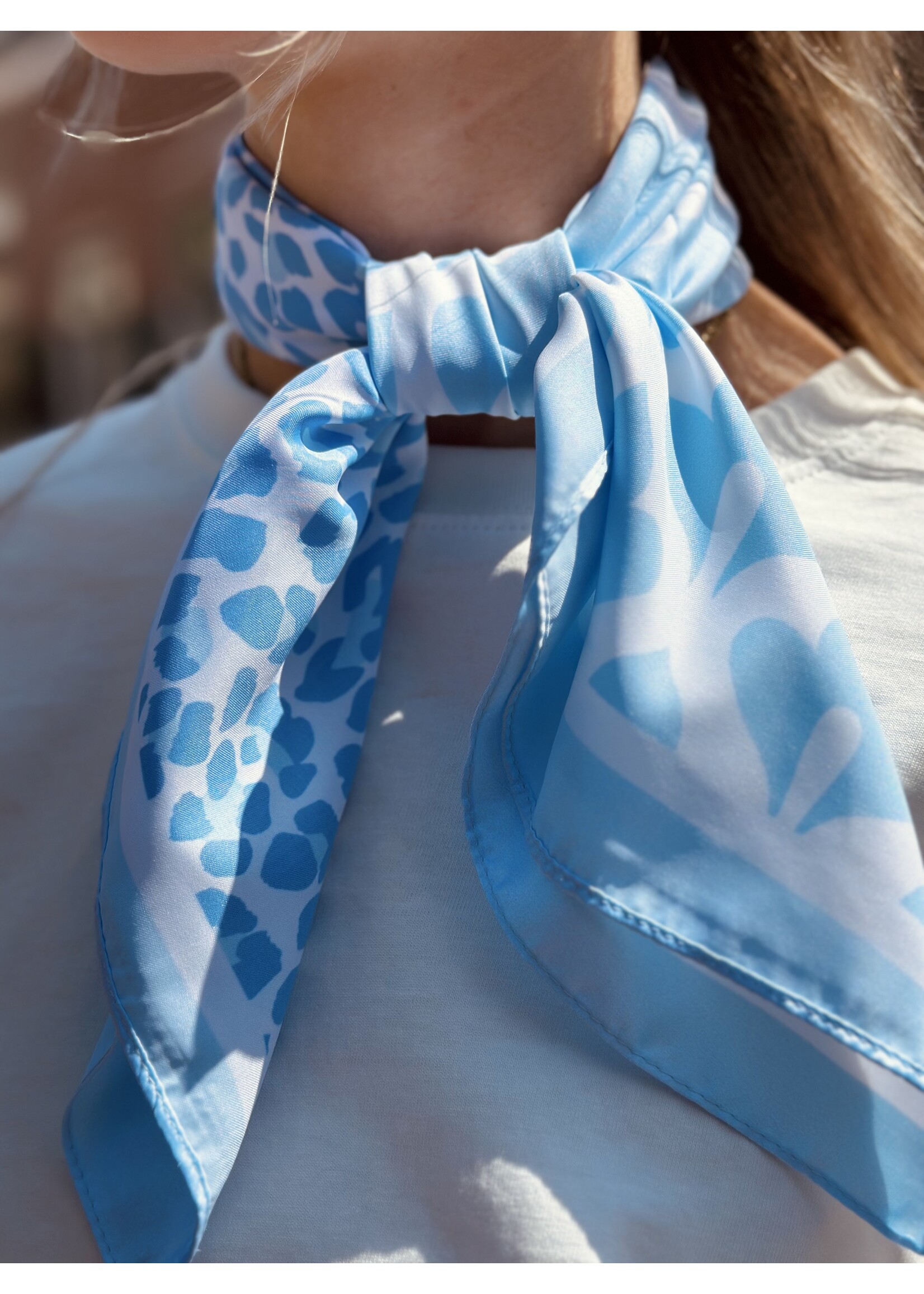 Bibi shawl light blue panter print One Size