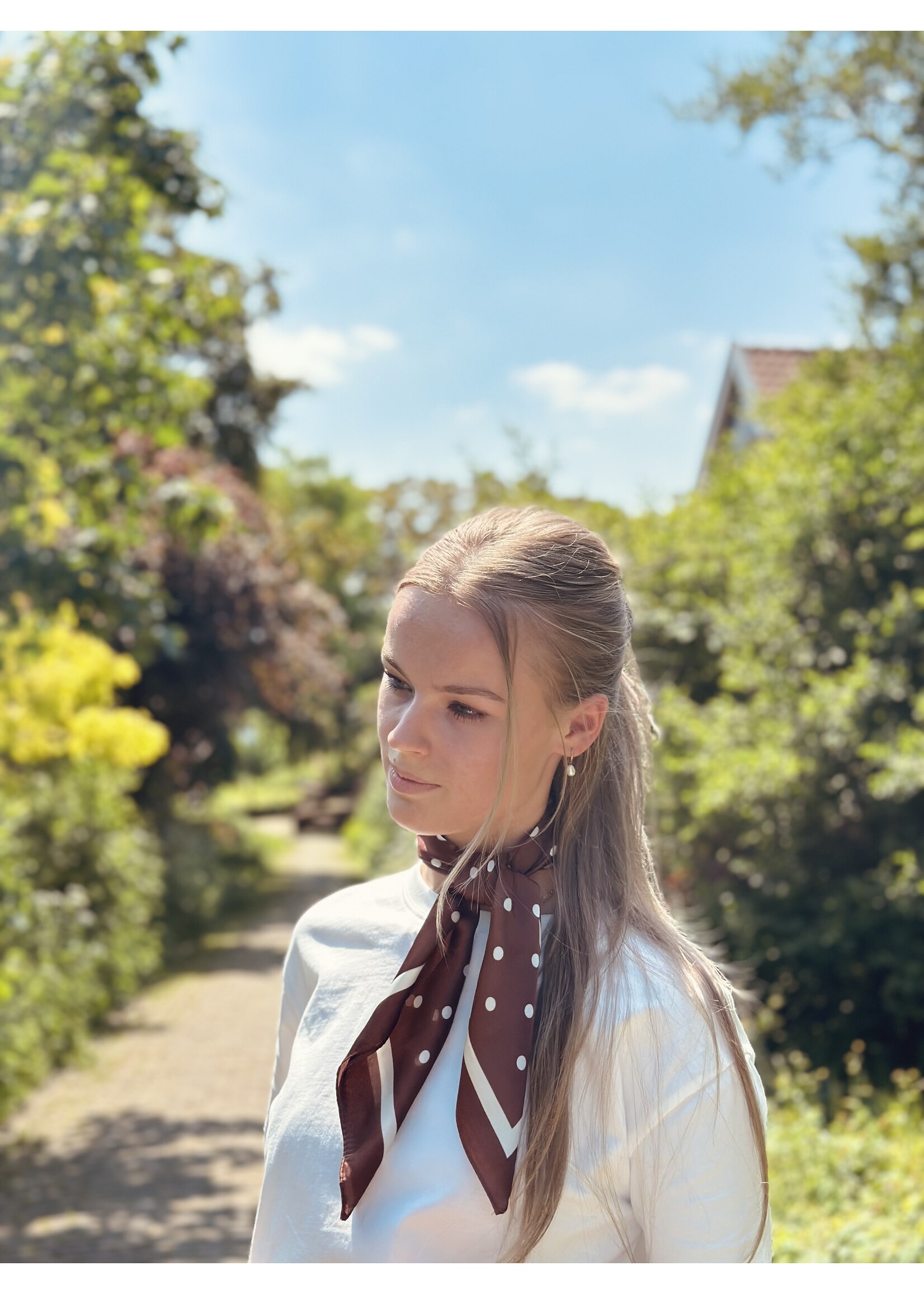 Bibi shawl brown dots print One Size