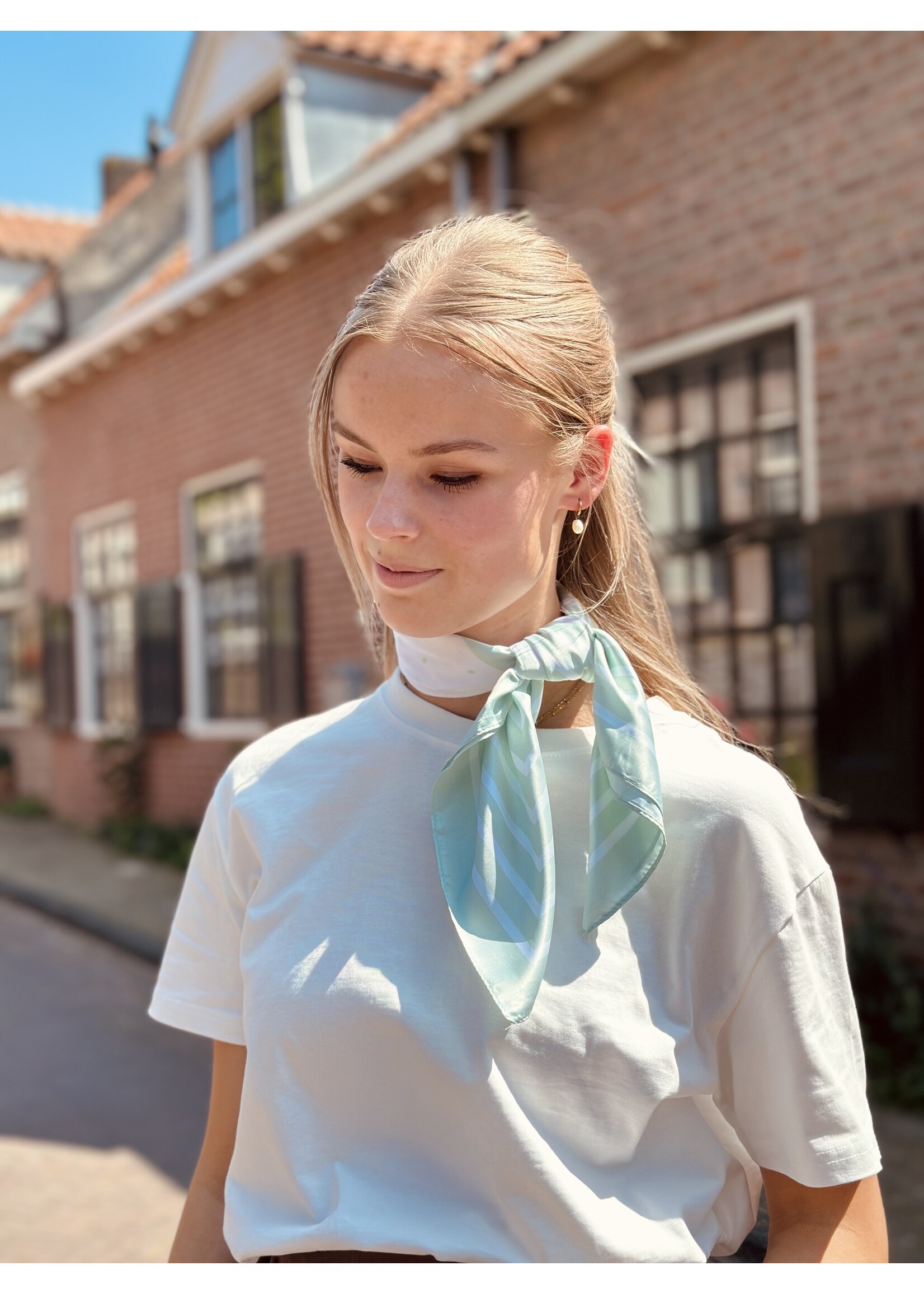 Bibi shawl mint green dots print One Size