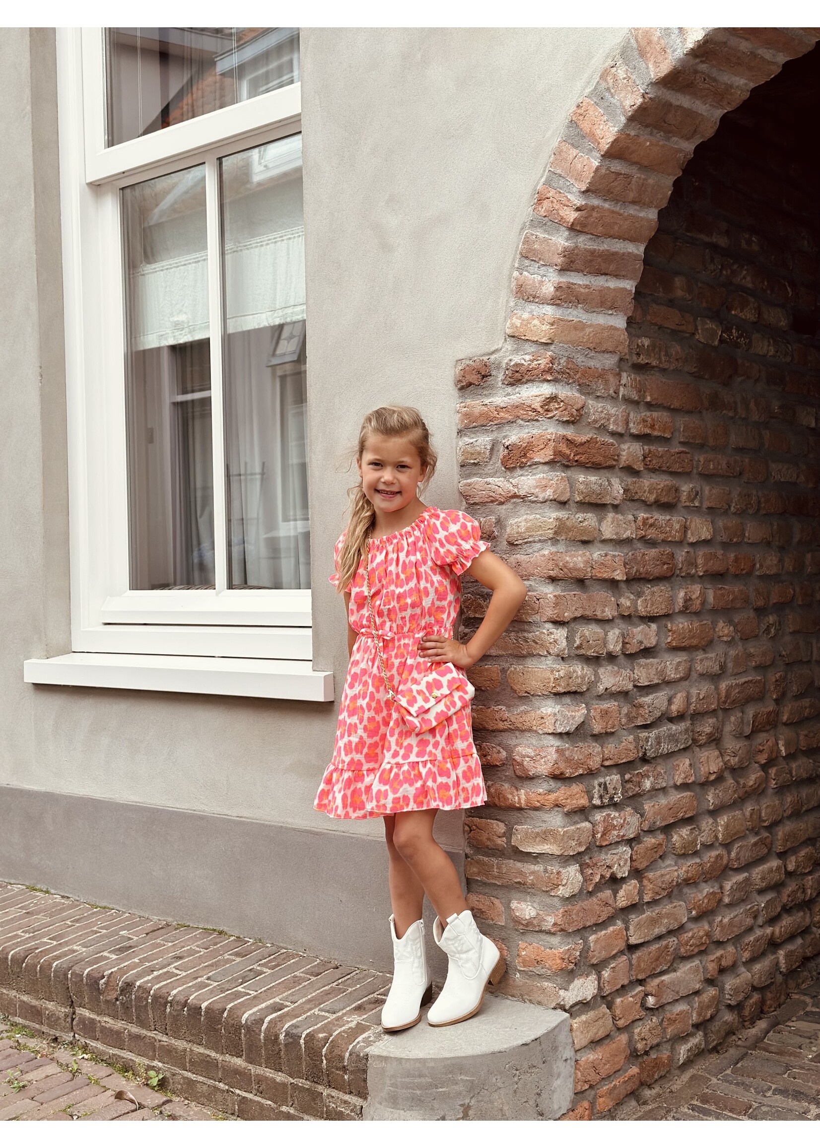 Sabina dress pink/white print