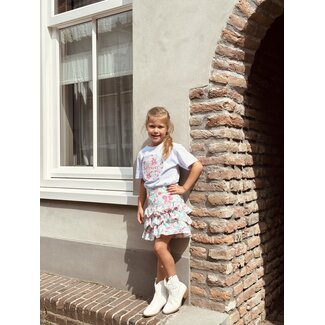 Melanie layered skirt pink/green print