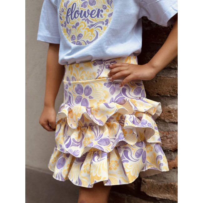Melanie layered skirt yellow/purple print