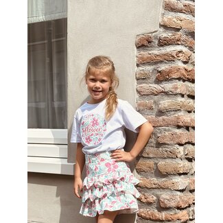 Saraly T-shirt white/pink/green print