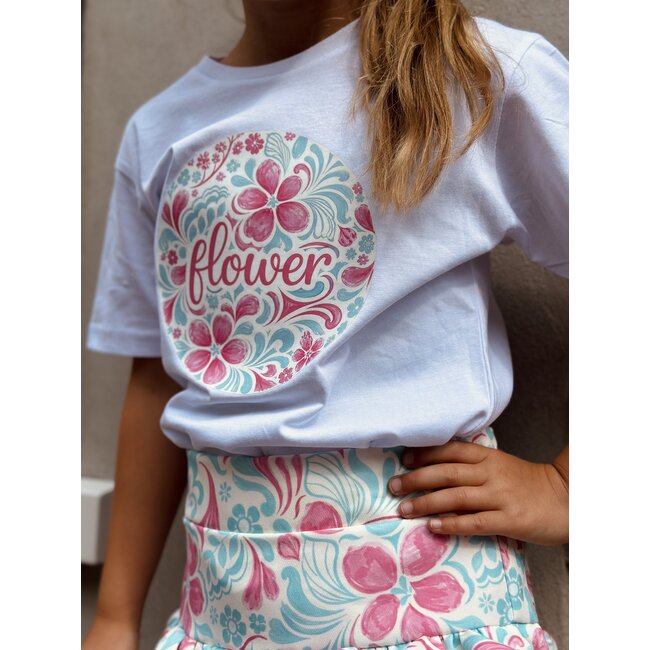 Saraly T-shirt white/pink/green print