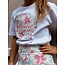Saraly T-shirt white/pink/green print