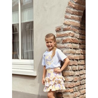 Saraly T-shirt white/purple/yellow print